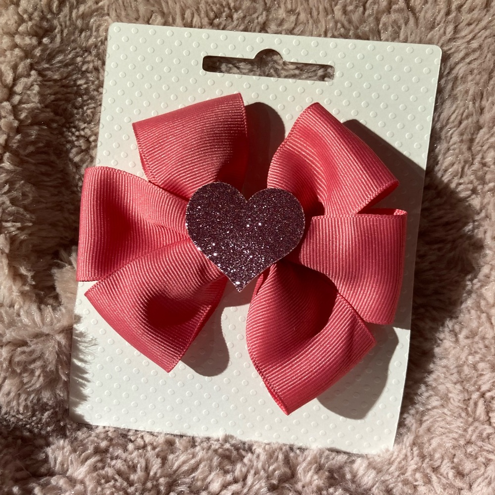 Pink & White Hair bow